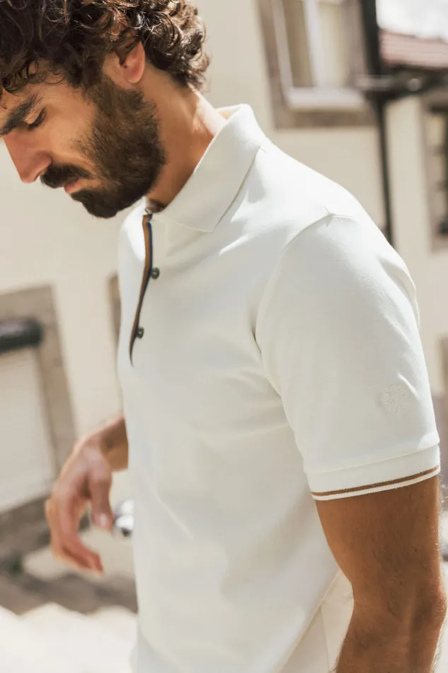 MMGHarvey Polo Ss Tee Offwhite Tees MOS MOSH Men MMGHarvey Polo Ss Tee Offwhite Tees MOS MOSH Men