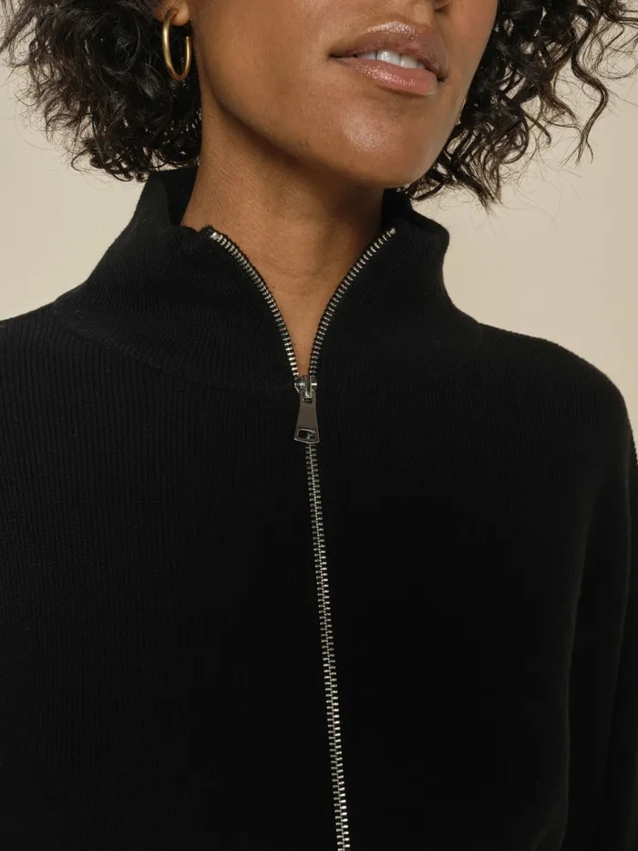 MOS MOSH MMCardi Zip Cardigan Black Women Knits MOS MOSH MMCardi Zip Cardigan Black Women Knits