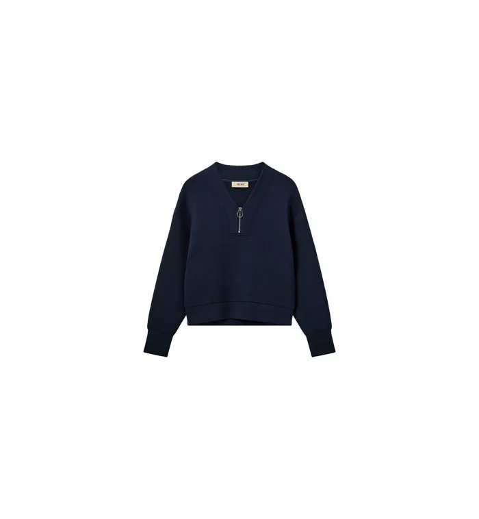 MOS MOSH Sweats Women MMDinah LS Zip Sweatshirt Salute Navy MOS MOSH Sweats Women MMDinah LS Zip Sweatshirt Salute Navy