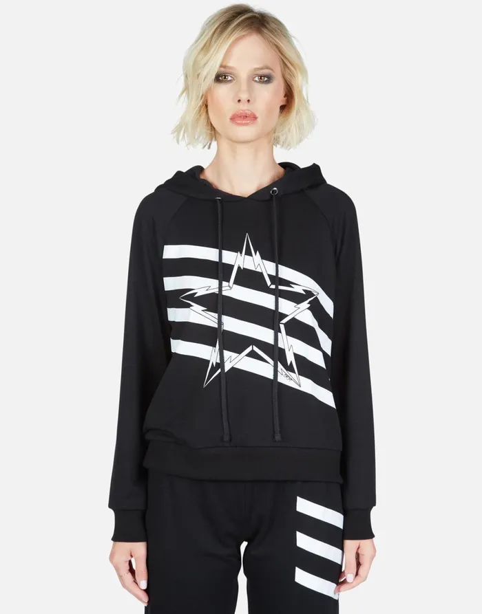 Mynx Lightning Bolt Star Black Women039s Lauren Moshi Hoodies