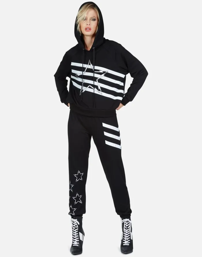 Mynx Lightning Bolt Star Black Women039s Lauren Moshi Hoodies
