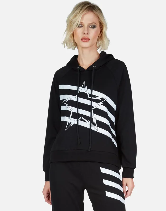 Mynx Lightning Bolt Star Black Women039s Lauren Moshi Hoodies