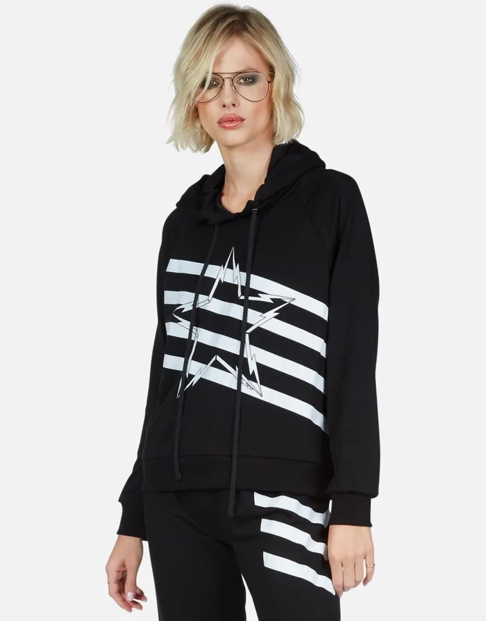 Mynx Lightning Bolt Star Black Women039s Lauren Moshi Hoodies