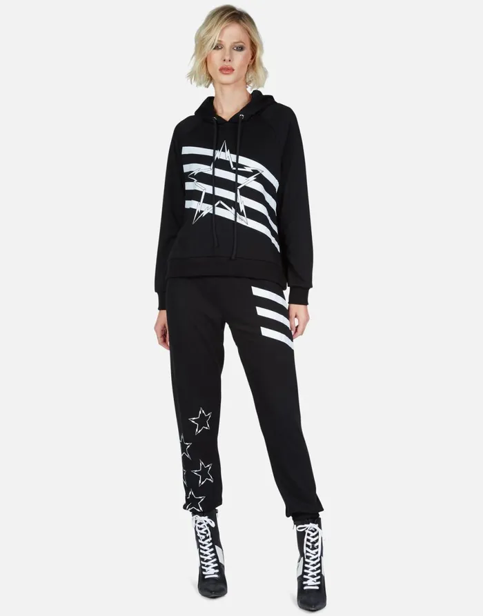 Mynx Lightning Bolt Star Black Women039s Lauren Moshi Hoodies