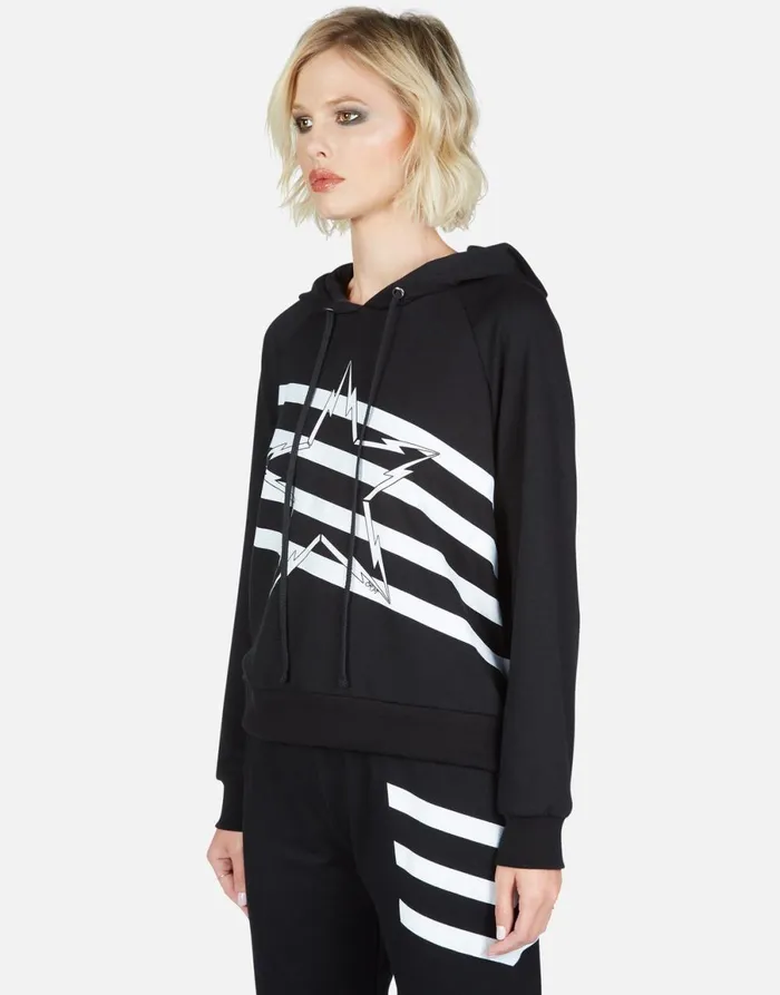 Mynx Lightning Bolt Star Black Women039s Lauren Moshi Hoodies