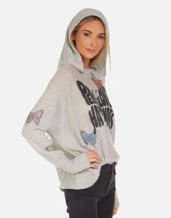Namiko Crystal Love Butterfly Heather Grey Women039s Lauren Moshi Sweaters and Knits