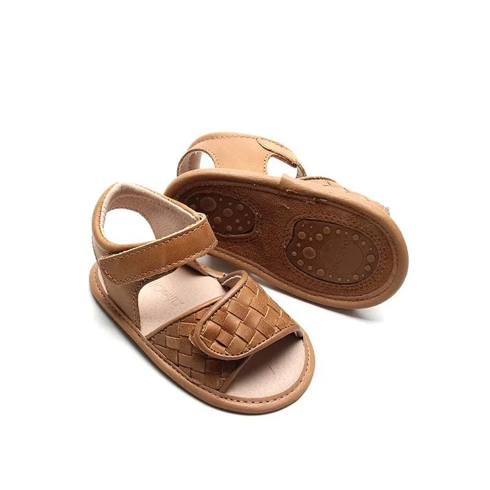 Nisolo Baby Toddler and Kids Shoes Women Woven Soft Sole Sandal Walnut