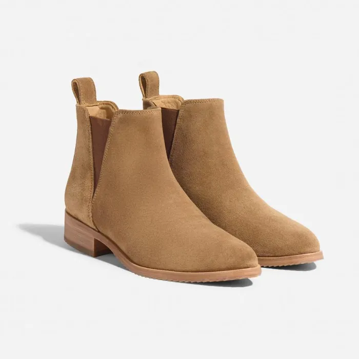 Nisolo Boots Women Eva Everyday Chelsea Boot Taupe Suede
