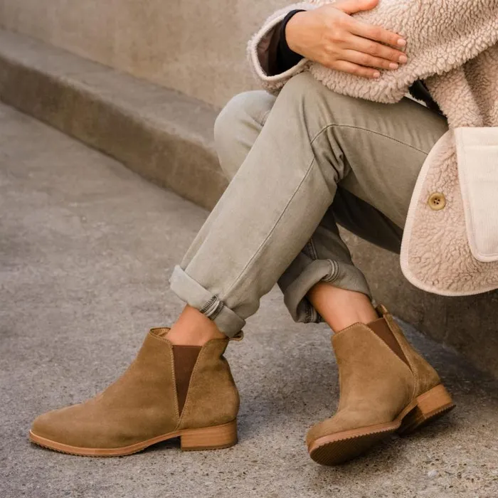 Nisolo Boots Women Eva Everyday Chelsea Boot Taupe Suede Nisolo Boots Women Eva Everyday Chelsea Boot Taupe Suede
