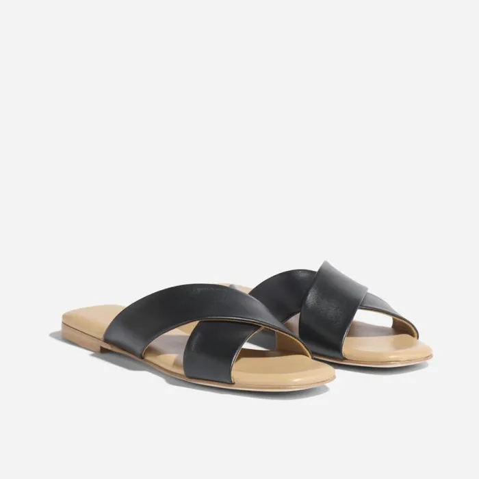 Nisolo Flats and Slip Ons Women Catalina Slide Sandal Black