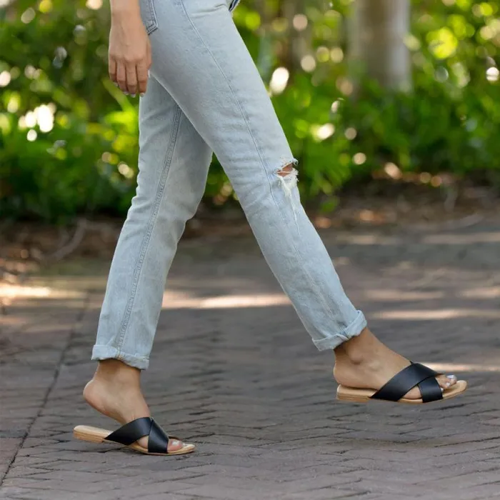Nisolo Flats and Slip Ons Women Catalina Slide Sandal Black