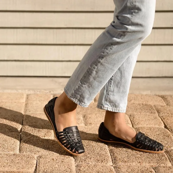Nisolo Flats and Slip Ons Women Huarache Sandal Black Nisolo Flats and Slip Ons Women Huarache Sandal Black