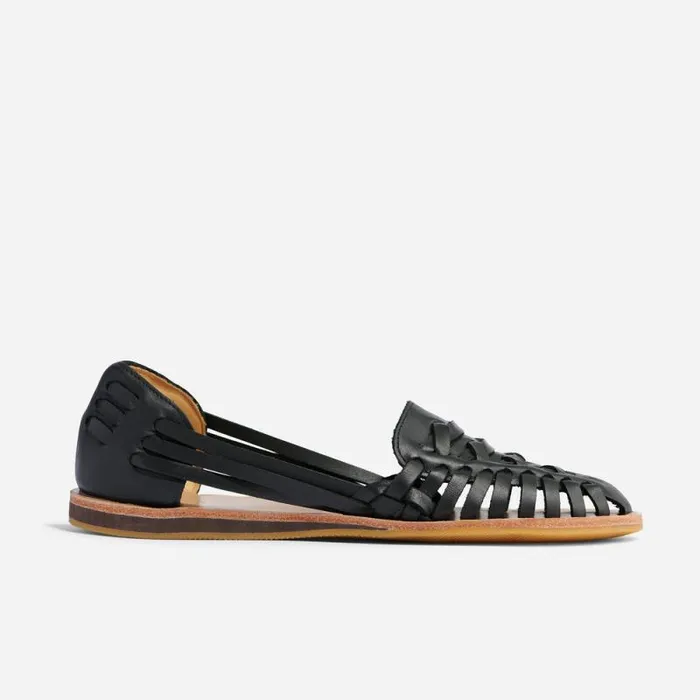 Nisolo Flats and Slip Ons Women Huarache Sandal Black Nisolo Flats and Slip Ons Women Huarache Sandal Black