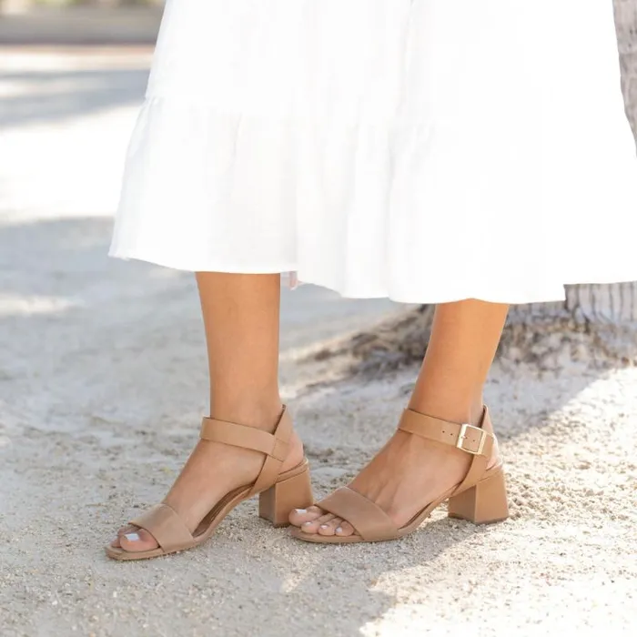 Nisolo Heels Women Stella GoTo Block Heel Sandal Almond