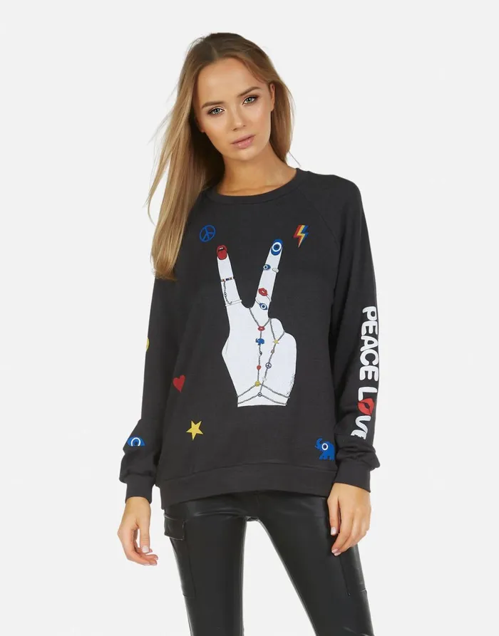 Noleta Peace Hand Elements Onyx Women039s Lauren Moshi Long Sleeve