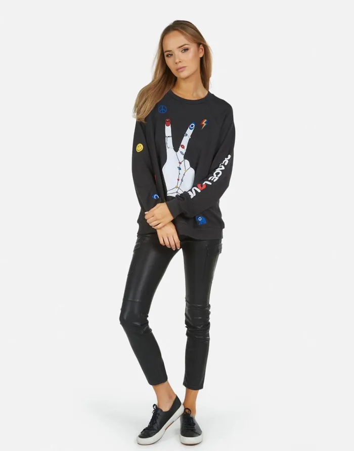 Noleta Peace Hand Elements Onyx Women039s Lauren Moshi Long Sleeve