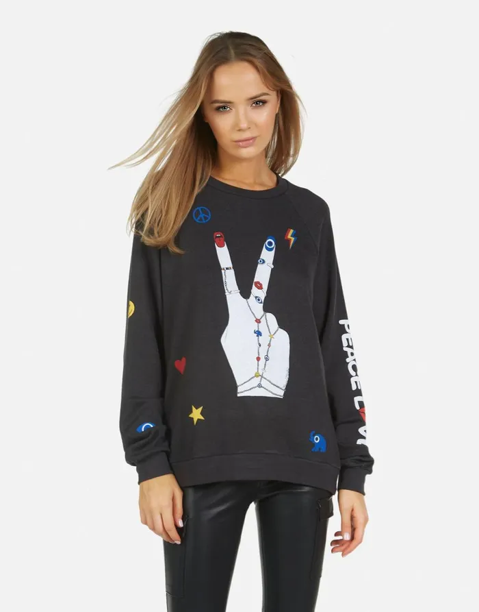 Noleta Peace Hand Elements Onyx Women039s Lauren Moshi Long Sleeve