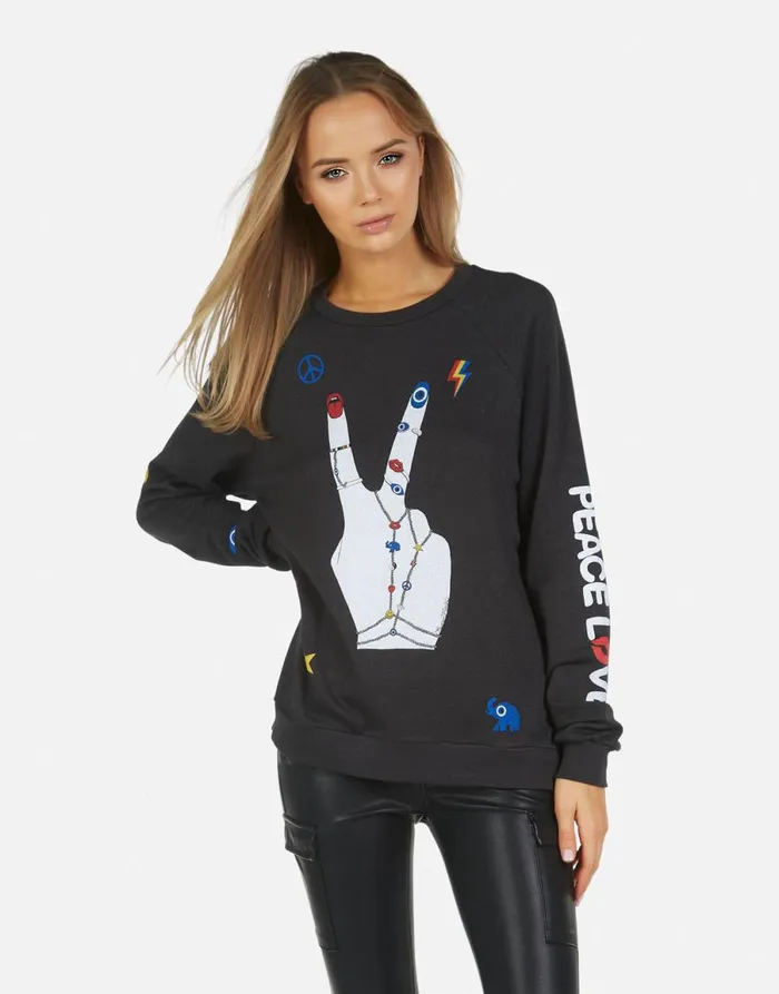 Noleta Peace Hand Elements Onyx Women039s Lauren Moshi Long Sleeve