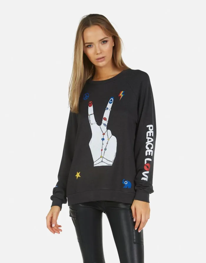 Noleta Peace Hand Elements Onyx Women039s Lauren Moshi Long Sleeve