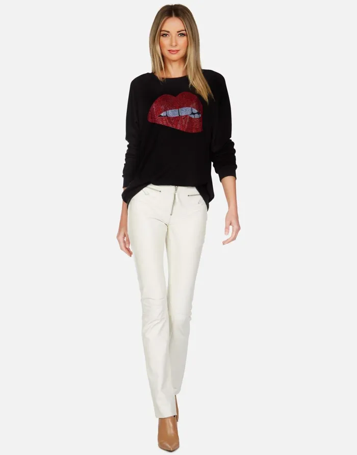 Noleta X Crystal Biting Lip Black Women039s Lauren Moshi Long Sleeve