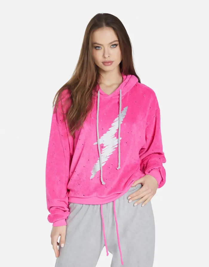 Nurys Scribble Lightning Bright Pink Silver Women039s Lauren Moshi Hoodies