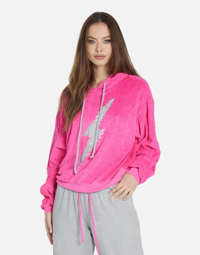 Nurys Scribble Lightning Bright Pink Silver Women039s Lauren Moshi Hoodies