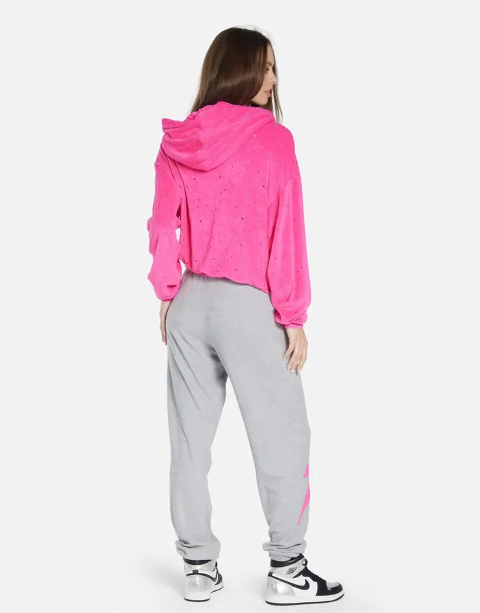 Nurys Scribble Lightning Bright Pink Silver Women039s Lauren Moshi Hoodies