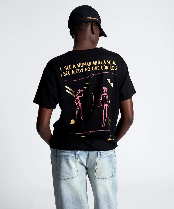 One Teaspoon Basic Tees MIDH GOLD LYRICS ORGANIC UNISEX TEE 8211 Women