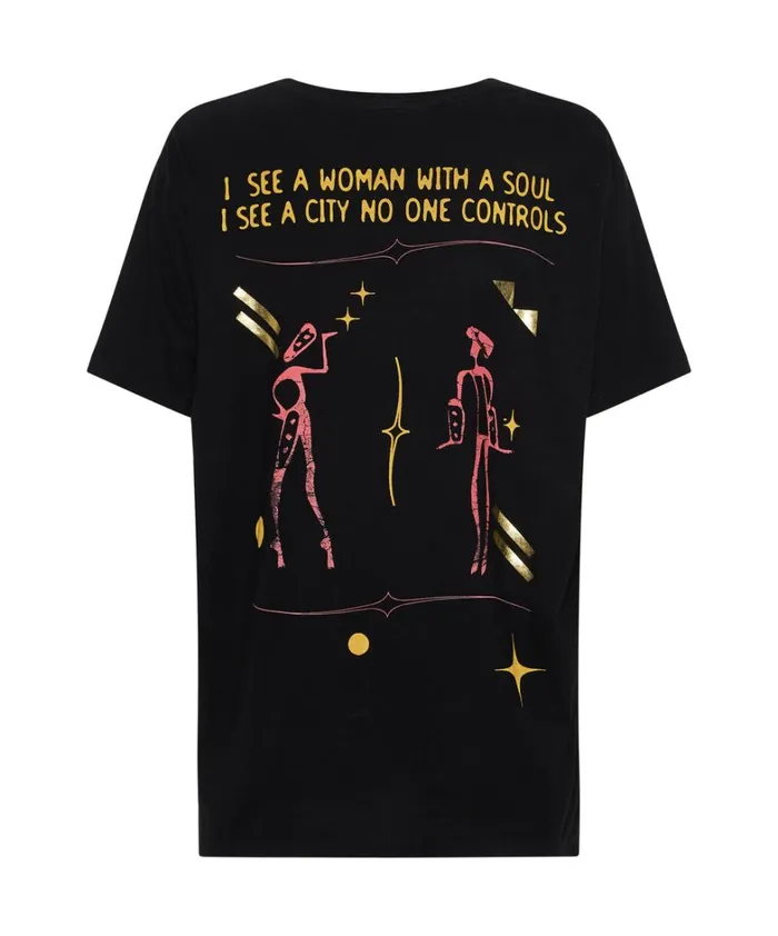 One Teaspoon Basic Tees MIDH GOLD LYRICS ORGANIC UNISEX TEE 8211 Women