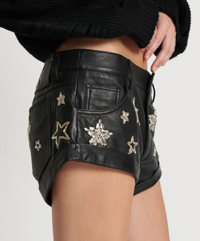 One Teaspoon Bottoms ALL STAR HAND EMBELLISHED LEATHER BANDIT 8211 Women