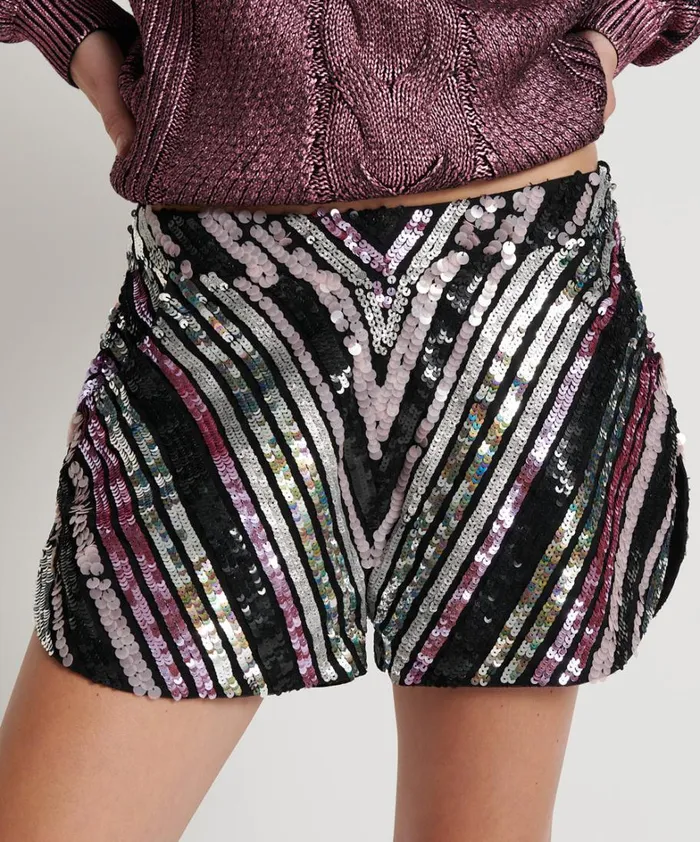 One Teaspoon Bottoms CHEVRON HAND SEQUIN PARTY SHORTS 8211 Women One Teaspoon Bottoms CHEVRON HAND SEQUIN PARTY SHORTS 8211 Women