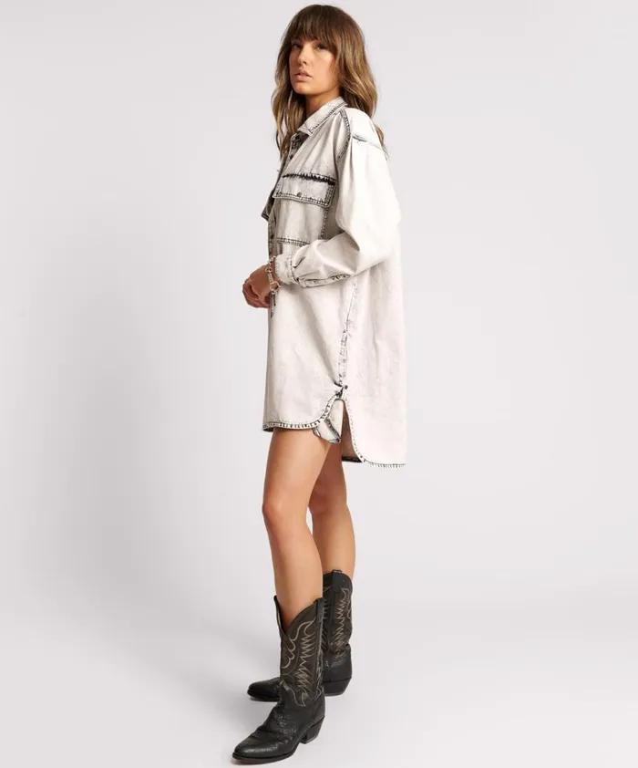One Teaspoon Denim Dresses BIANCO NIXIE DENIM SHIRT DRESS 8211 Women One Teaspoon Denim Dresses BIANCO NIXIE DENIM SHIRT DRESS 8211 Women