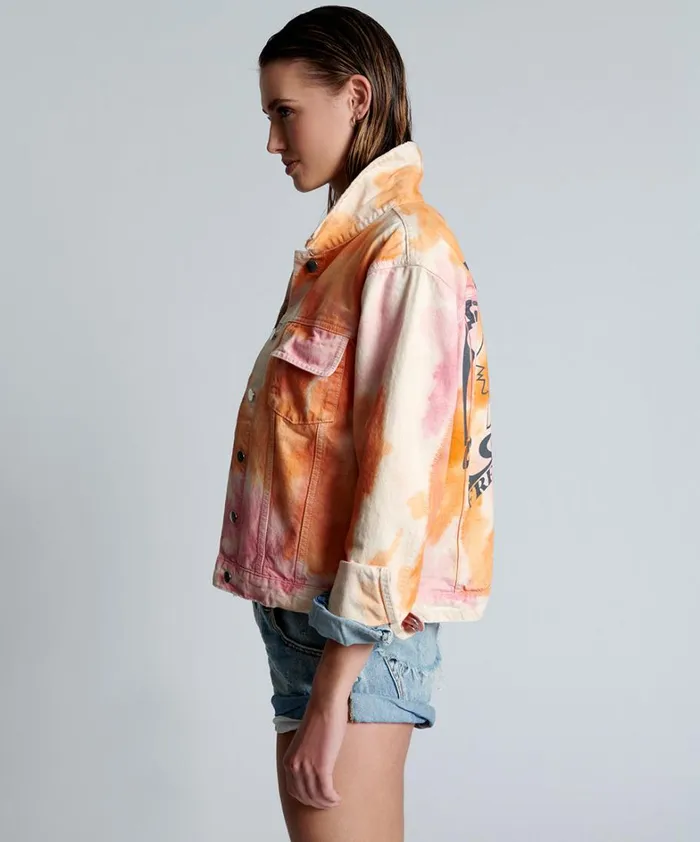 One Teaspoon Denim Jackets TIE DYE MIND FREQUENCIES DENIM TRUCKER JACKET 8211 Women