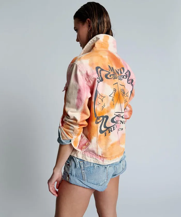 One Teaspoon Denim Jackets TIE DYE MIND FREQUENCIES DENIM TRUCKER JACKET 8211 Women