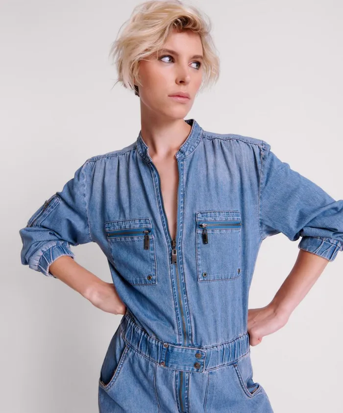 One Teaspoon Denim Jumpsuits CHAMBRAY ROMANCE ZIPPED UP JUMPSUIT 8211 Women