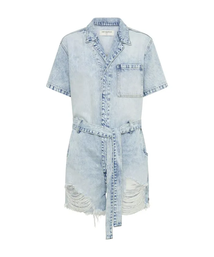 One Teaspoon Denim Jumpsuits DEPECHE BLUE NIGHT MOVERS DENIM JUMPSUIT 8211 Women
