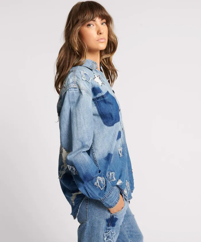 One Teaspoon Denim Shirts JOHNNY BLUE STAR CLASSIC EVERYDAY SHIRT 8211 Women One Teaspoon Denim Shirts JOHNNY BLUE STAR CLASSIC EVERYDAY SHIRT 8211 Women