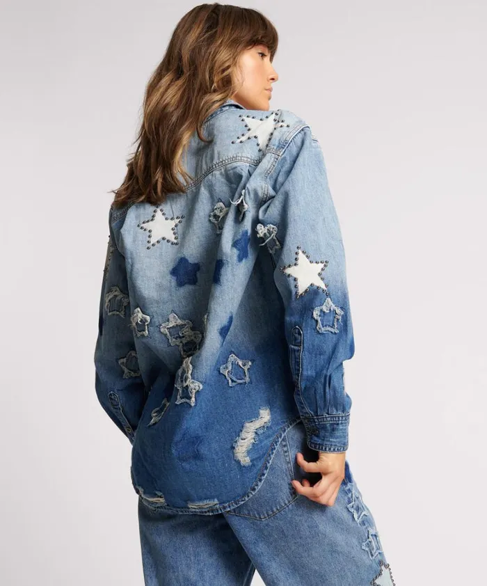 One Teaspoon Denim Shirts JOHNNY BLUE STAR CLASSIC EVERYDAY SHIRT 8211 Women One Teaspoon Denim Shirts JOHNNY BLUE STAR CLASSIC EVERYDAY SHIRT 8211 Women