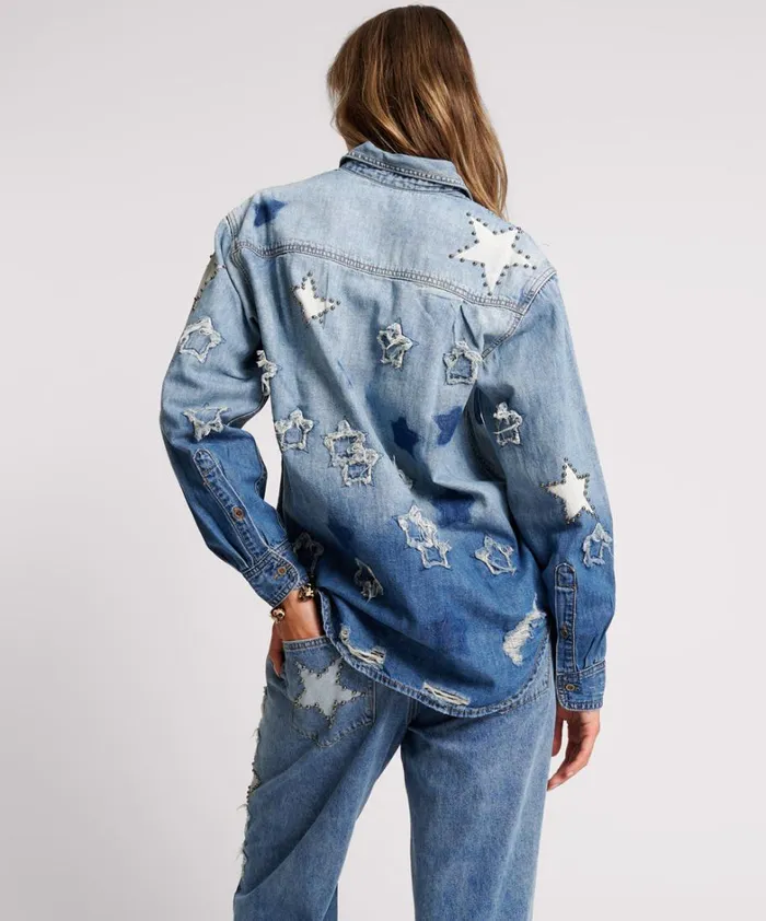 One Teaspoon Denim Shirts JOHNNY BLUE STAR CLASSIC EVERYDAY SHIRT 8211 Women One Teaspoon Denim Shirts JOHNNY BLUE STAR CLASSIC EVERYDAY SHIRT 8211 Women