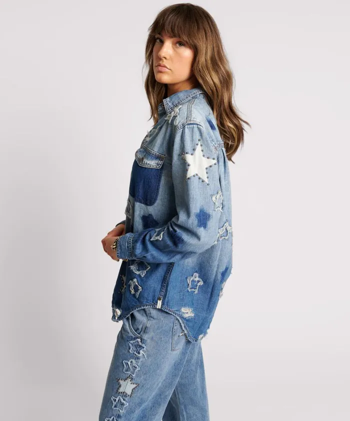 One Teaspoon Denim Shirts JOHNNY BLUE STAR CLASSIC EVERYDAY SHIRT 8211 Women One Teaspoon Denim Shirts JOHNNY BLUE STAR CLASSIC EVERYDAY SHIRT 8211 Women
