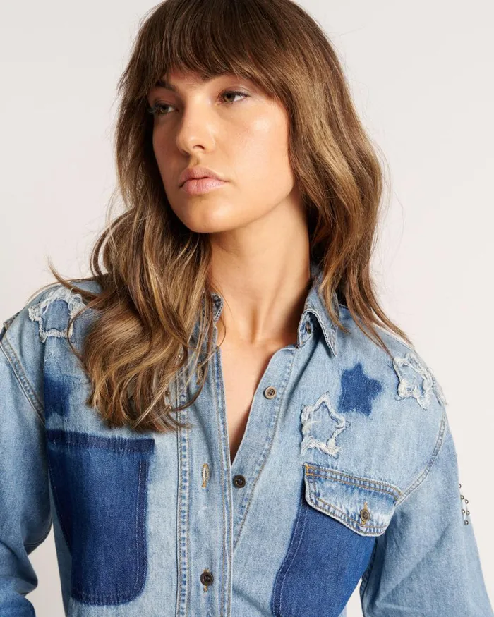 One Teaspoon Denim Shirts JOHNNY BLUE STAR CLASSIC EVERYDAY SHIRT 8211 Women One Teaspoon Denim Shirts JOHNNY BLUE STAR CLASSIC EVERYDAY SHIRT 8211 Women