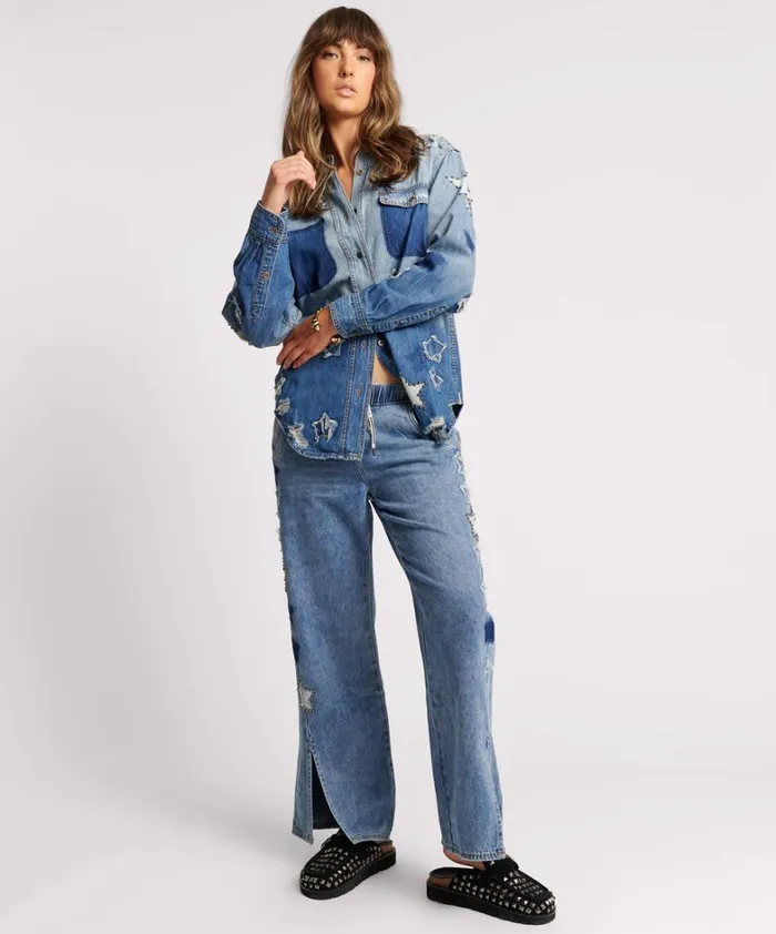 One Teaspoon Denim Shirts JOHNNY BLUE STAR CLASSIC EVERYDAY SHIRT 8211 Women One Teaspoon Denim Shirts JOHNNY BLUE STAR CLASSIC EVERYDAY SHIRT 8211 Women