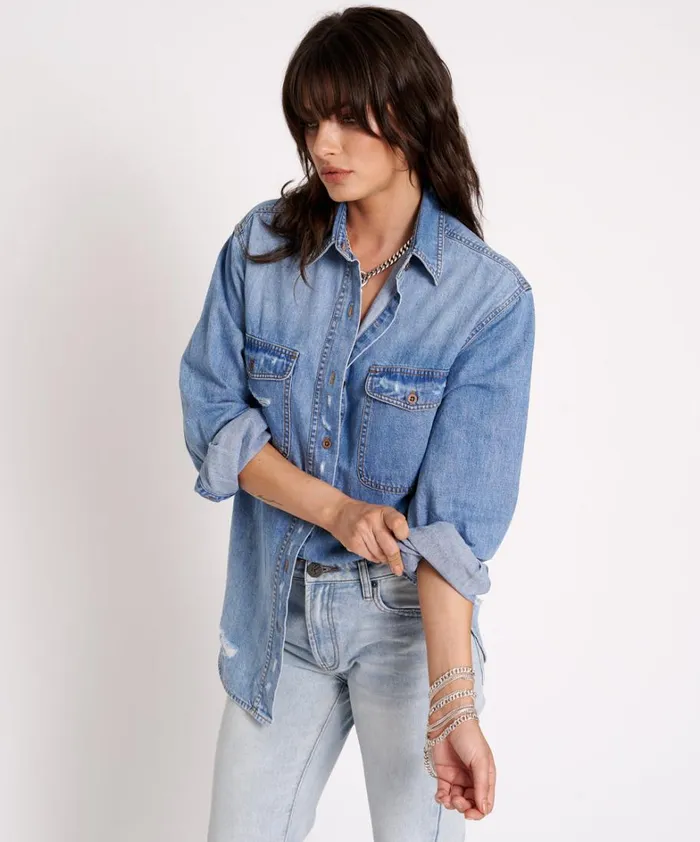One Teaspoon Denim Shirts PACIFICA CLASSIC EVERYDAY DENIM SHIRT 8211 Women