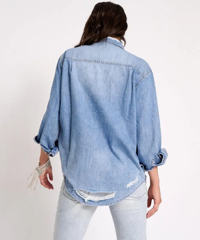 One Teaspoon Denim Shirts PACIFICA CLASSIC EVERYDAY DENIM SHIRT 8211 Women