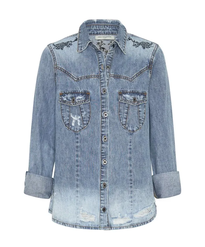 One Teaspoon Denim Tops BLACKSTONE FITTED DENIM SHIRT 8211 Women