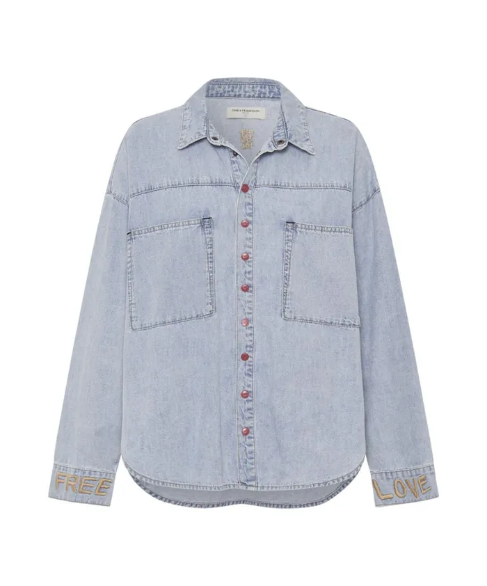 One Teaspoon Denim Tops RED DEVIL HEART DARIA DENIM SHIRT 8211 Women