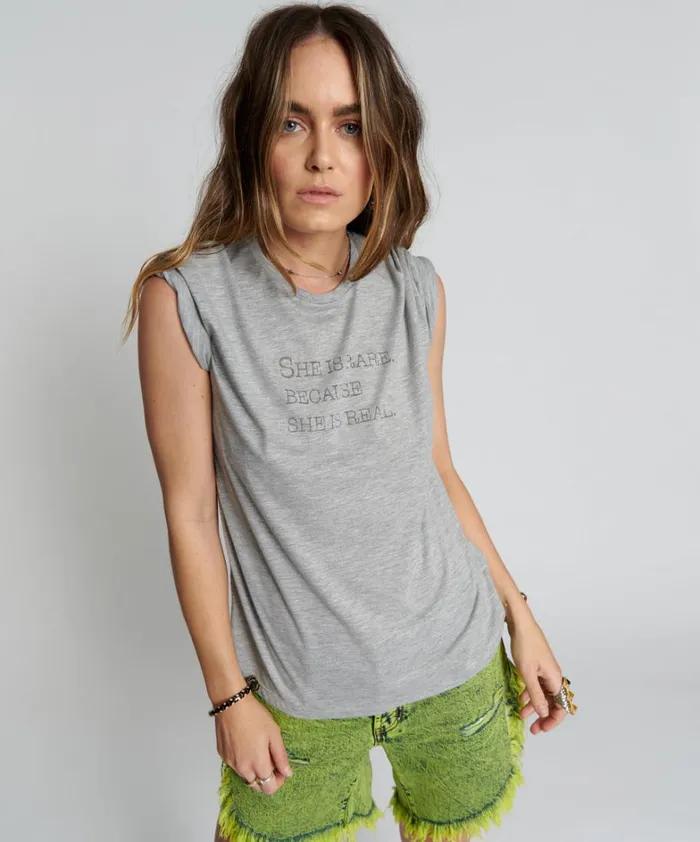 One Teaspoon Graphic Tees SHE IS RARE BURNOUT CREW TEE 8211 Women