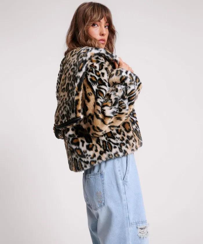 One Teaspoon Jackets FAUX LEOPARD SPLIT HOOD JACKET 8211 Women