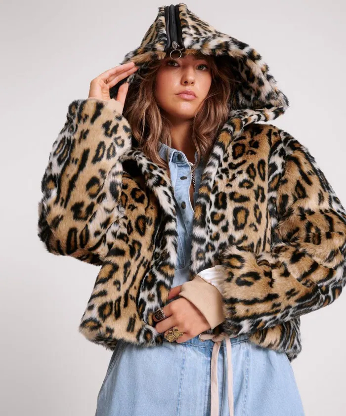 One Teaspoon Jackets FAUX LEOPARD SPLIT HOOD JACKET 8211 Women