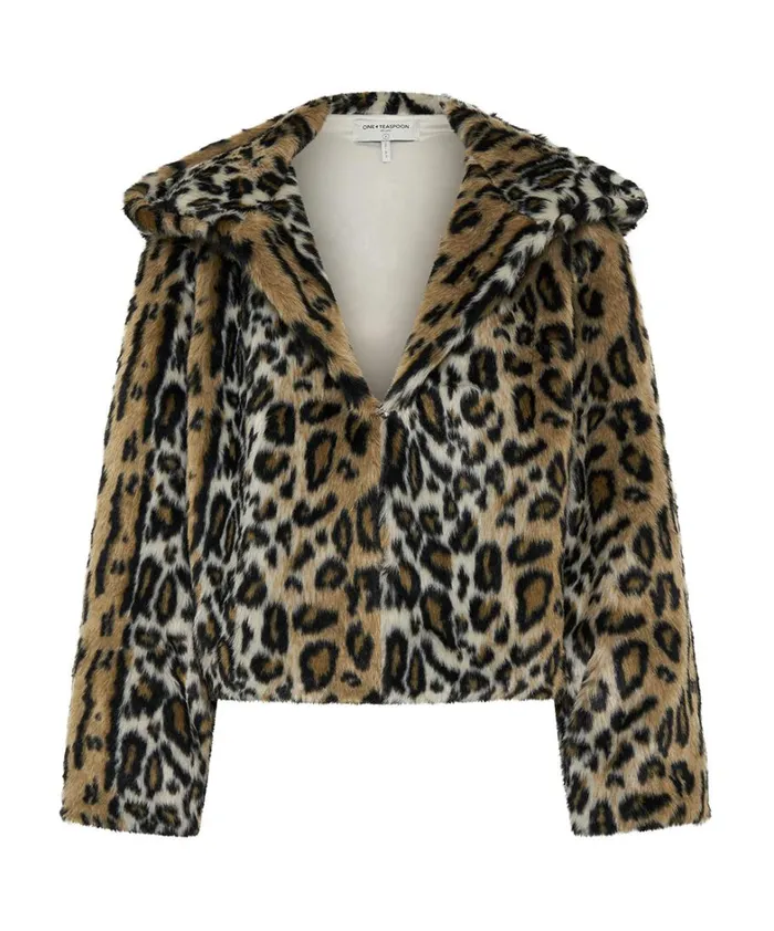 One Teaspoon Jackets FAUX LEOPARD SPLIT HOOD JACKET 8211 Women